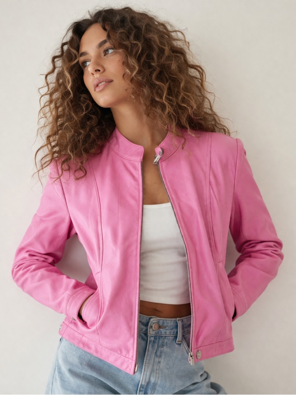 Vintage Wilsons Leather Maxima Pink Leather Jacket Womens medium moto